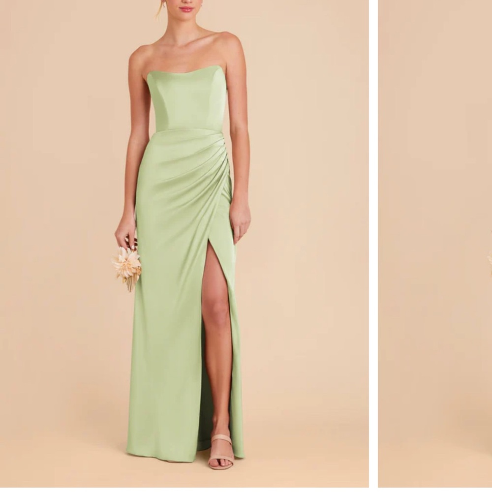 Elegant Strapless Bridesmaid Pale Pistachio Dress